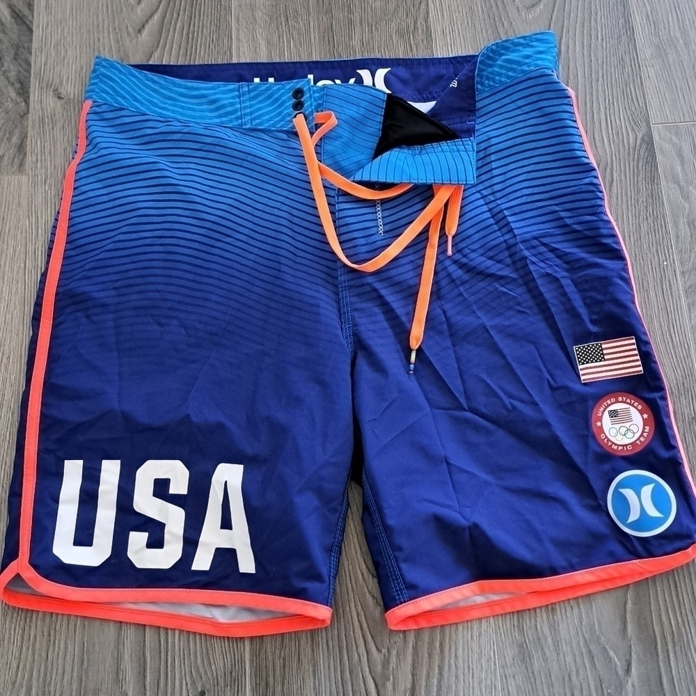 Hurley Phantom USA United States Olympic Team Swim Board Shorts Men's Size 32